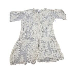 Time and Tru Womens Lace Duster Cardigan‎ Kimono Ivory L XL